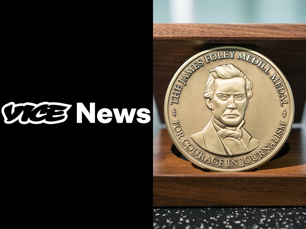 Photo of Medill Medal and Vice News Logo